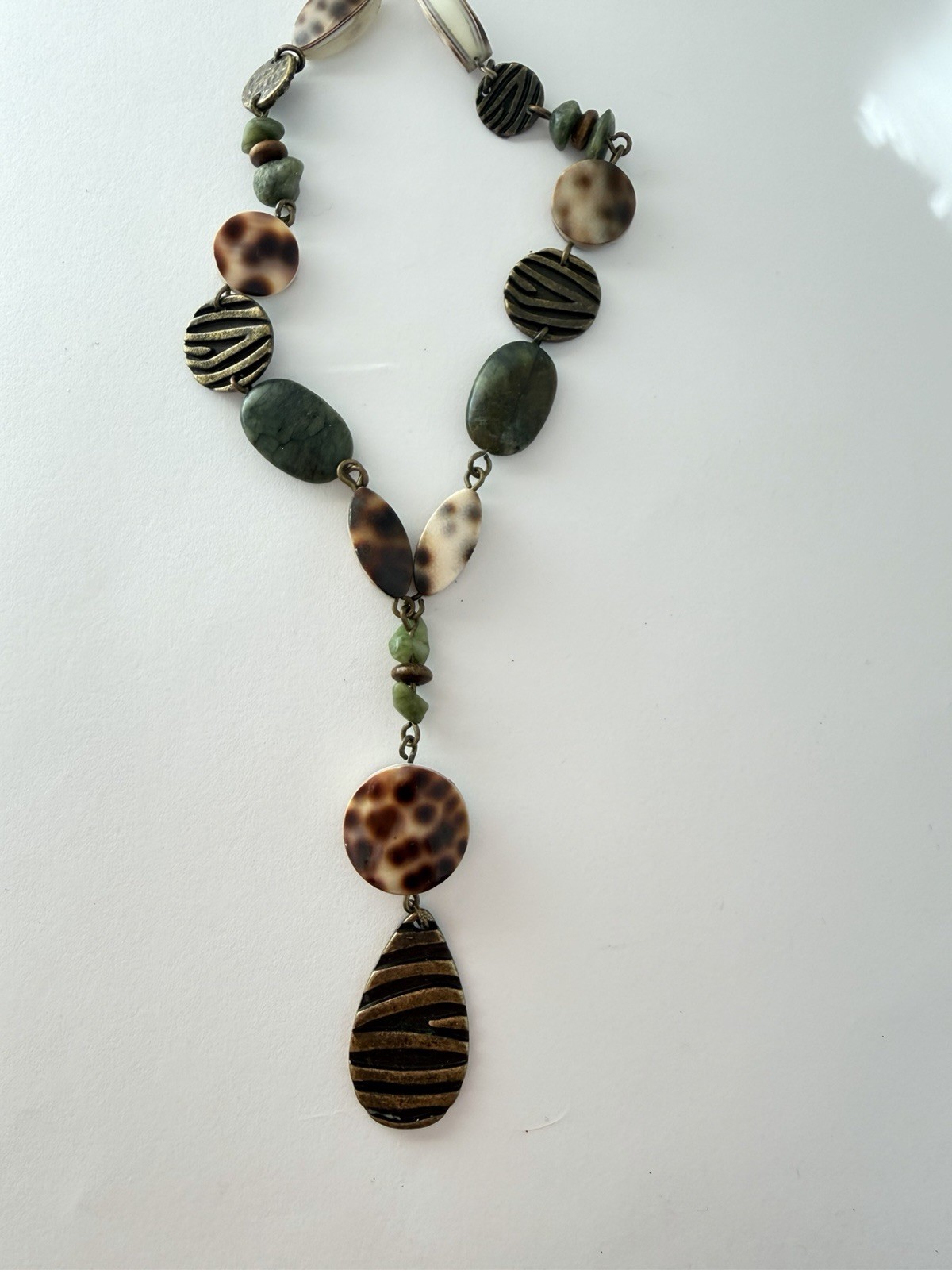 Vintage Coldwater Creek Beaded Genuine Stone & Shell Necklace 18”+2” Ext B6