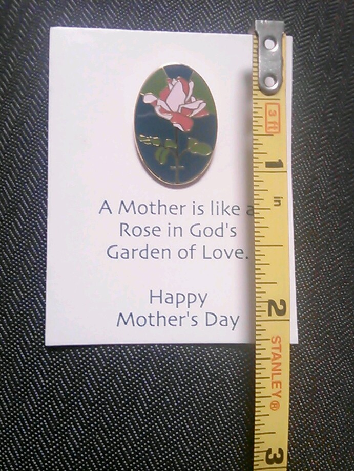 Vtg Cloisonne Rose & Cross Pin Pinks/Greens Valley Casting Happy Mother’s Day