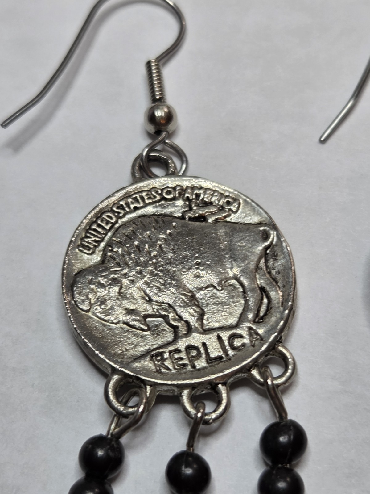 American Coin Treasures Buffalo Nickel Feather Earrings Replica
