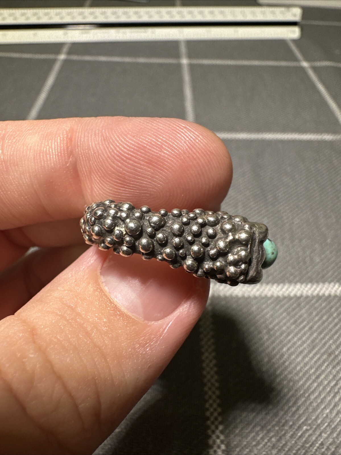 Vintage Dian Malouf Sterling Silver 14k Turquoise Statement Ring Size 7.25