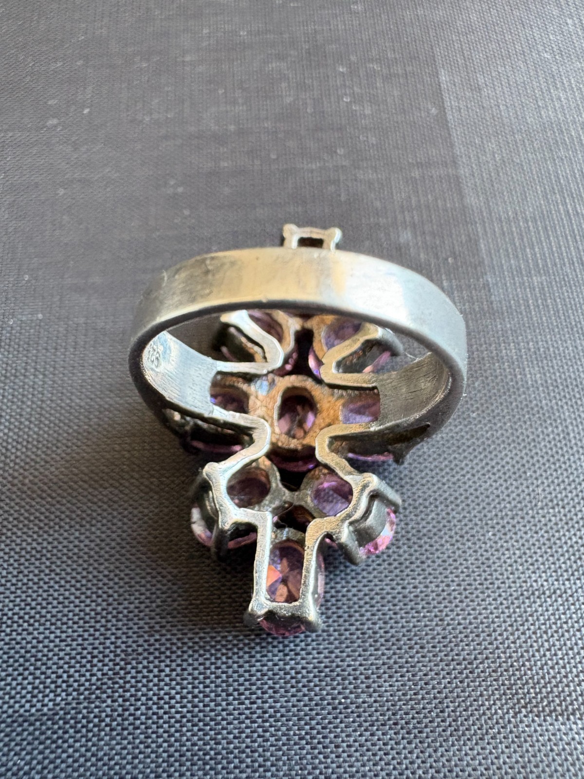 Vintage 925 Sterling Silver Cluster Pink Ice CZ Prong Setting Ring Size 5.5 US