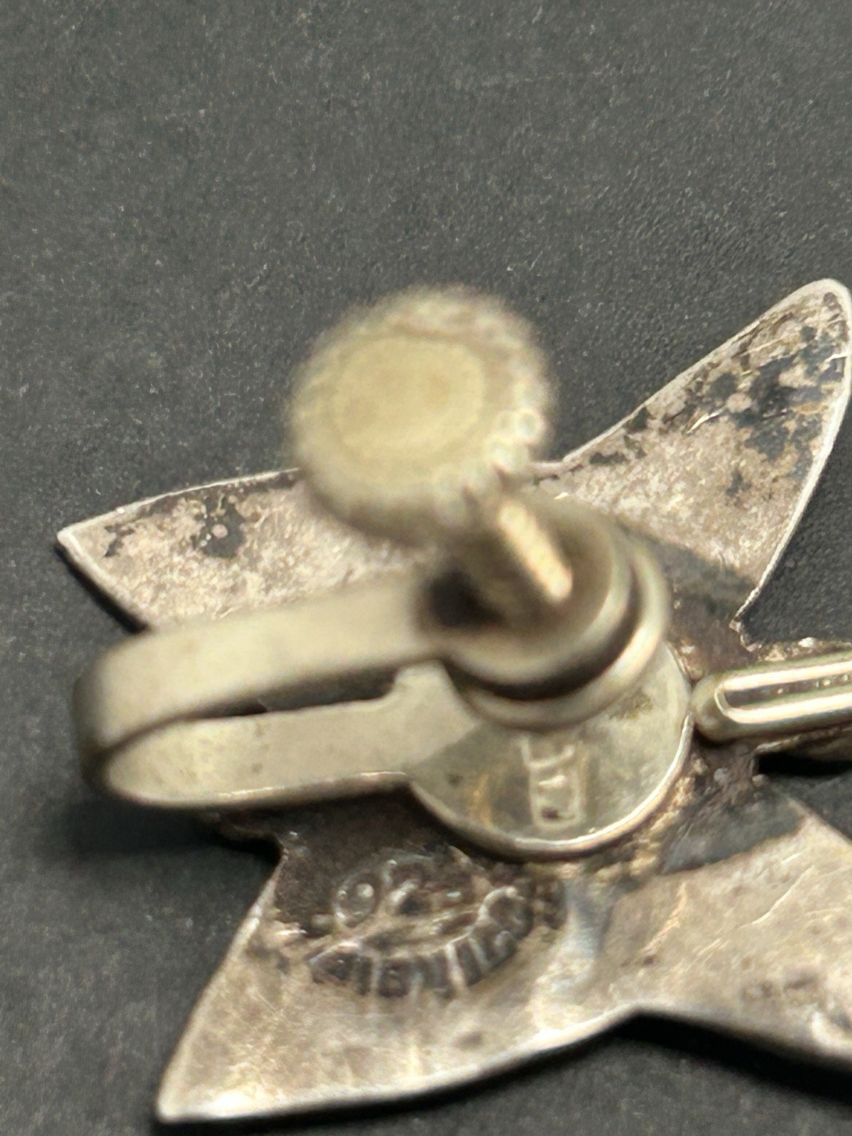 Vintage Mexico 925 Sterling Silver Abalone Butterfly Screw Back Earrings