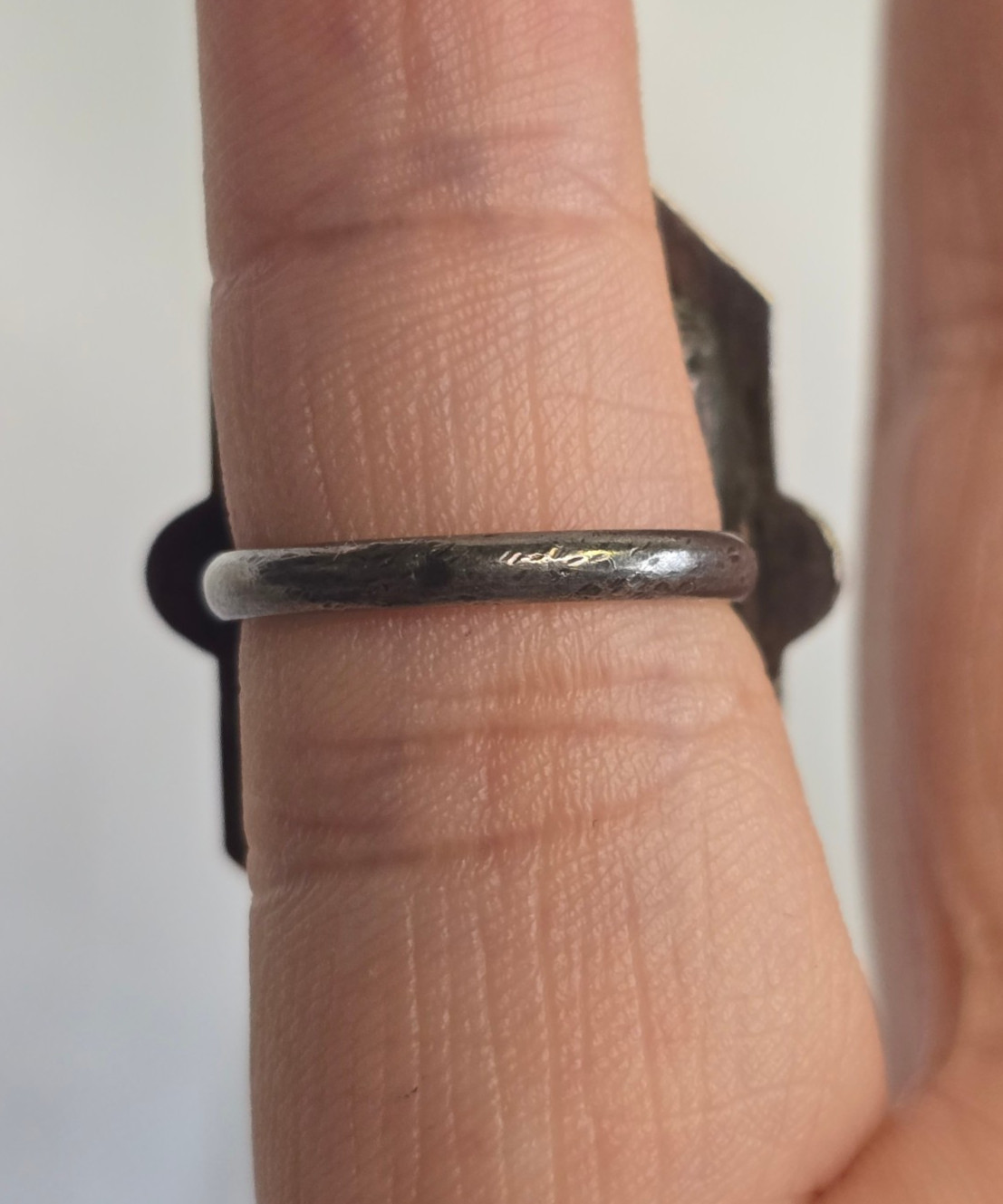 Vtg Sterling Silver Ring 7.49g Fine Jewelry Size 4.25 Band Onyx Look *READ*