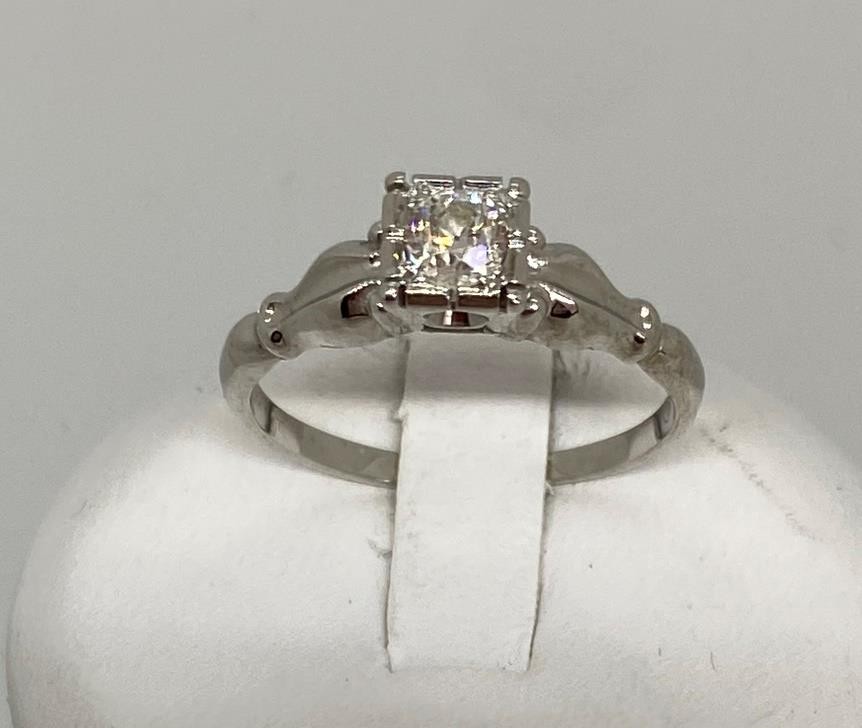Vintage Platinum apx .20 ct Old European Cut Diamond SINC circa 1930 sz 7.5 #R61
