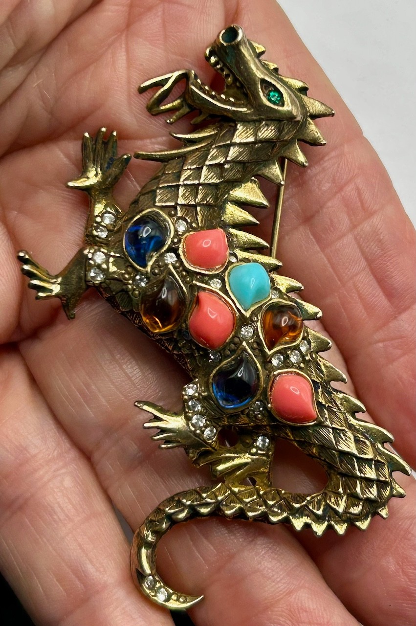 VINTAGE LA ROCO DRAGON BROOCH
