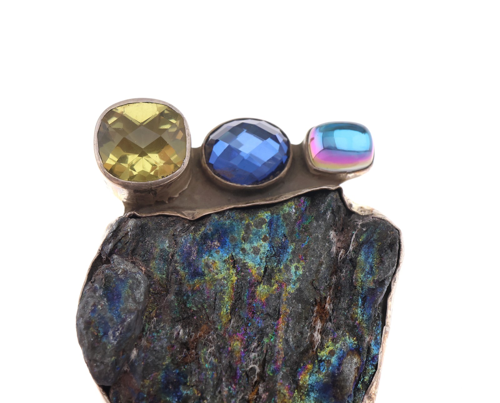 Amy Kahn Russell Sterling Silver Multi Stone Pendant/Pin 2.5″