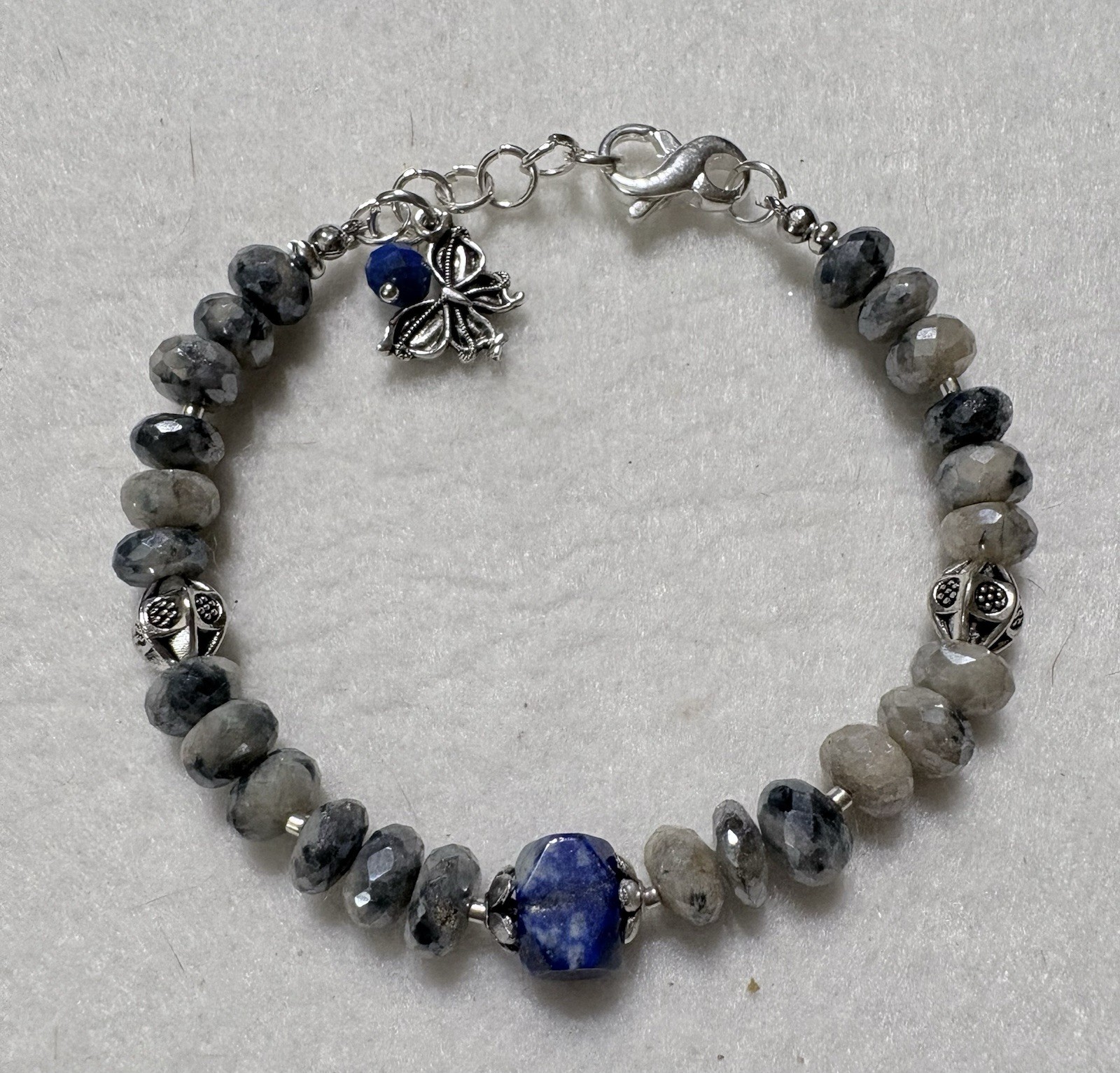 Artisan Handcrafted Silverite bracelet With A Lapis Accent