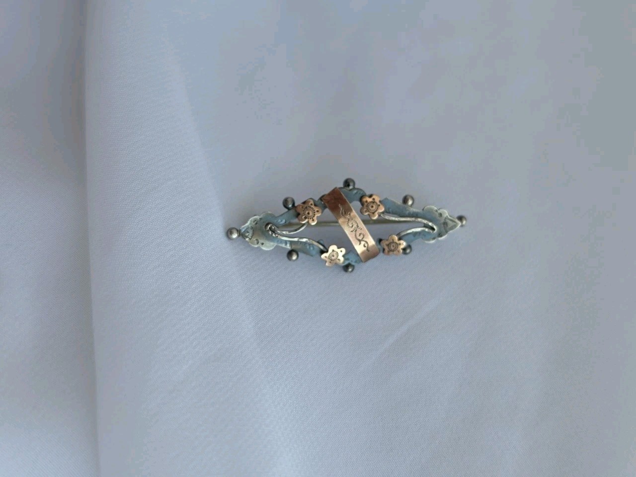 Ward Bros England Victorian Forget Me Not Brooch Pin Sterling Gold Filled