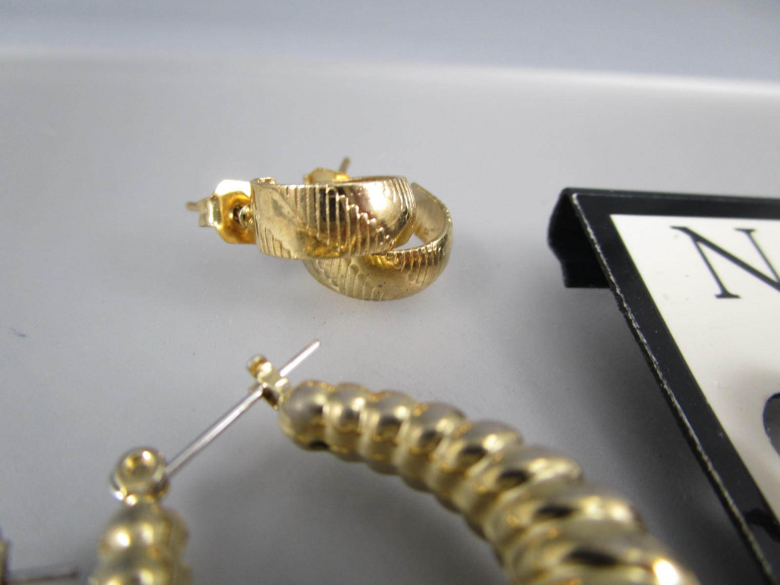 Vtg Mod Retro Gold Tone Multi Hoop Styles LOT 9 Post Pierced Earrings 175P