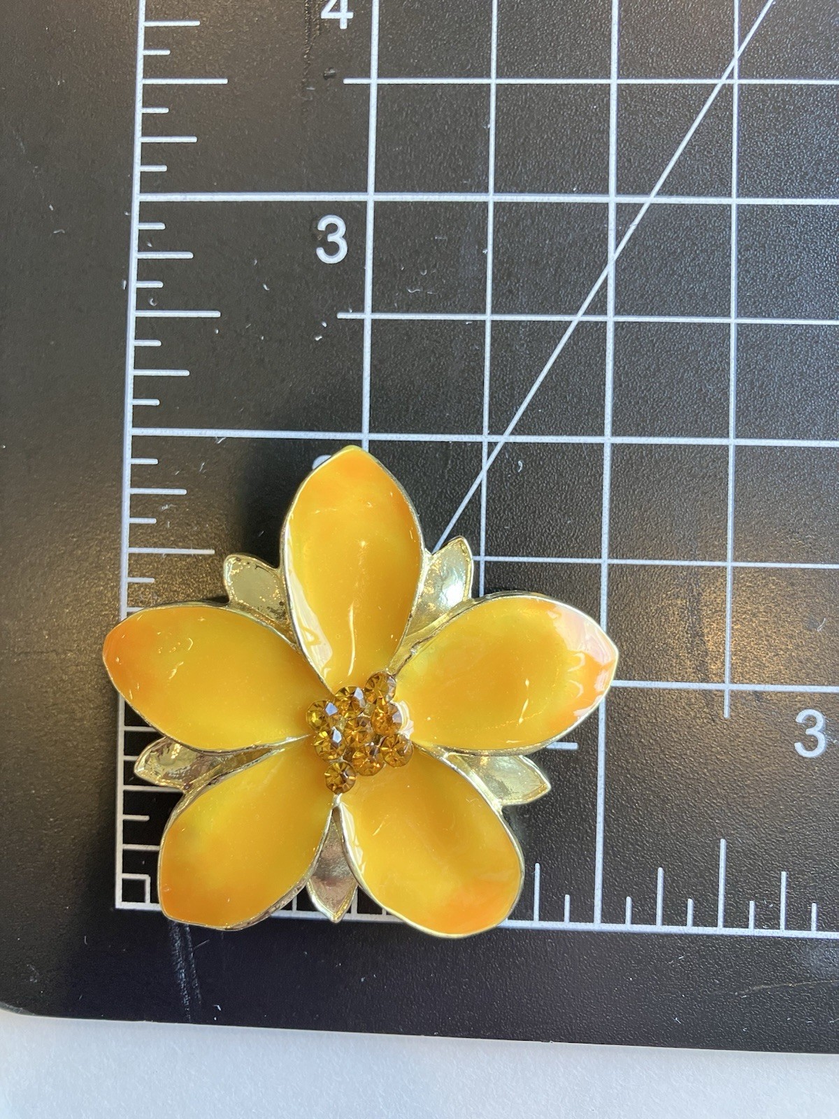 Vintage Autumnal Brooch Or Pendant Enamel Flower Amber Orange Fall Colors