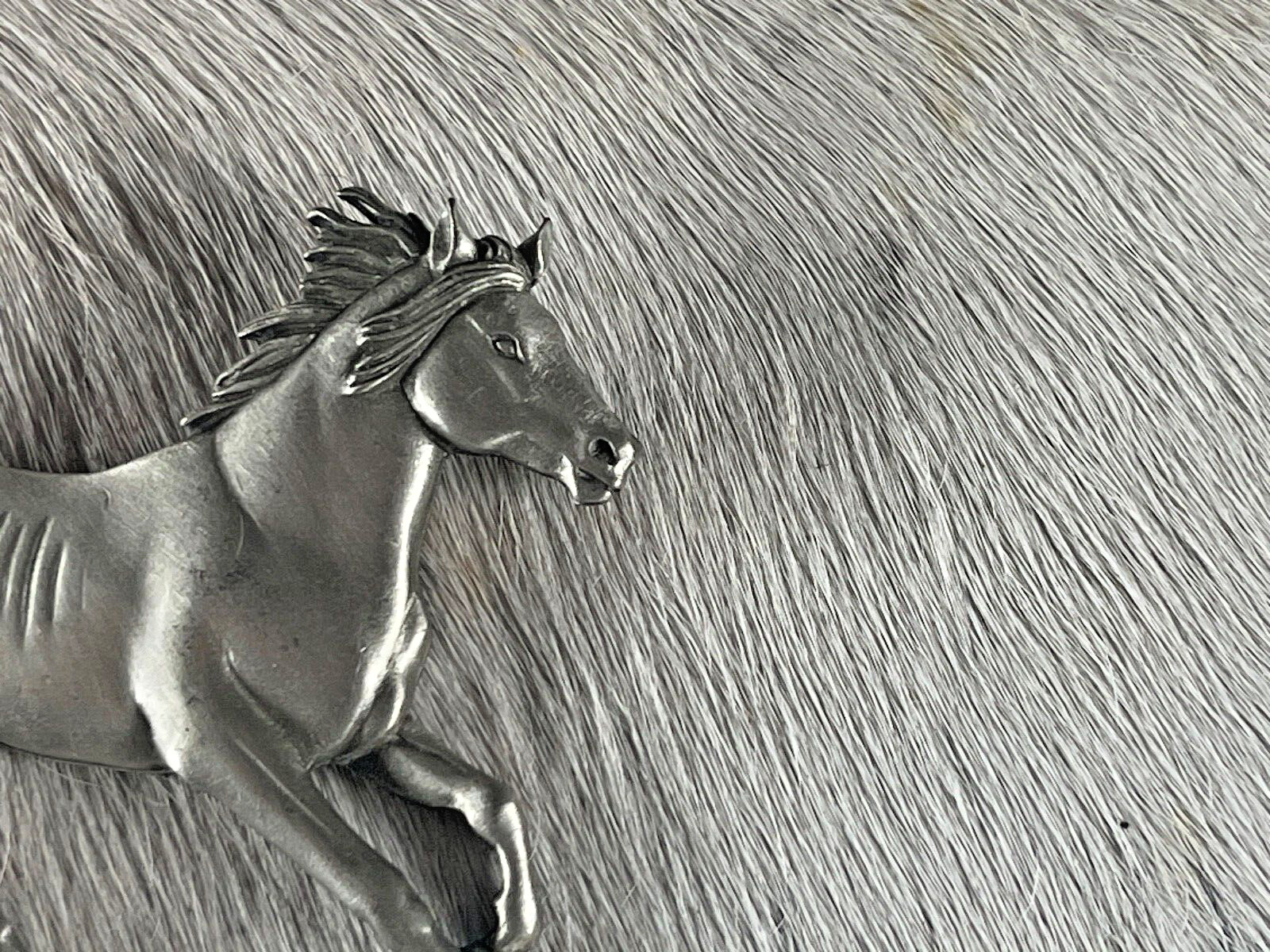 Western Womens Pin 3 x 2 1/4 inch Horse pinback Silver Detailed Features