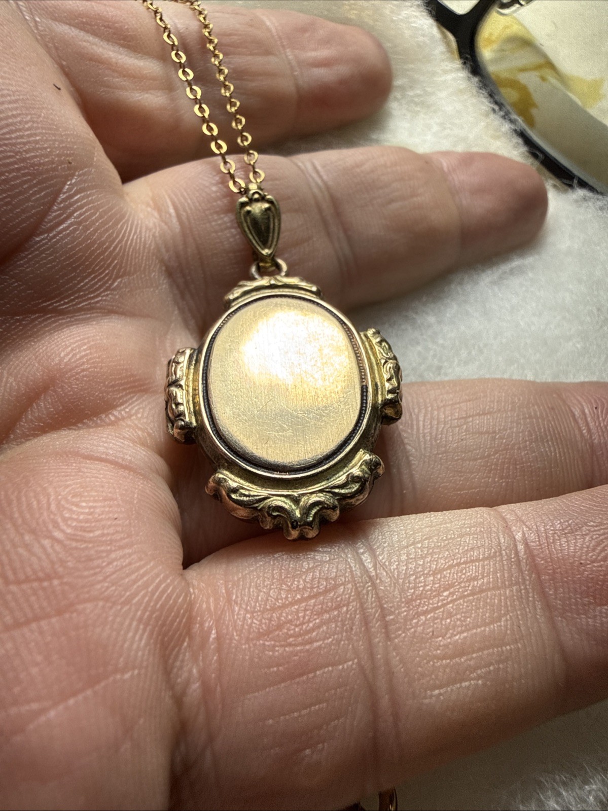 Necklace Locket Victorian 100 Years Old Gold Filled Vintage 17” Gold Fill Chain