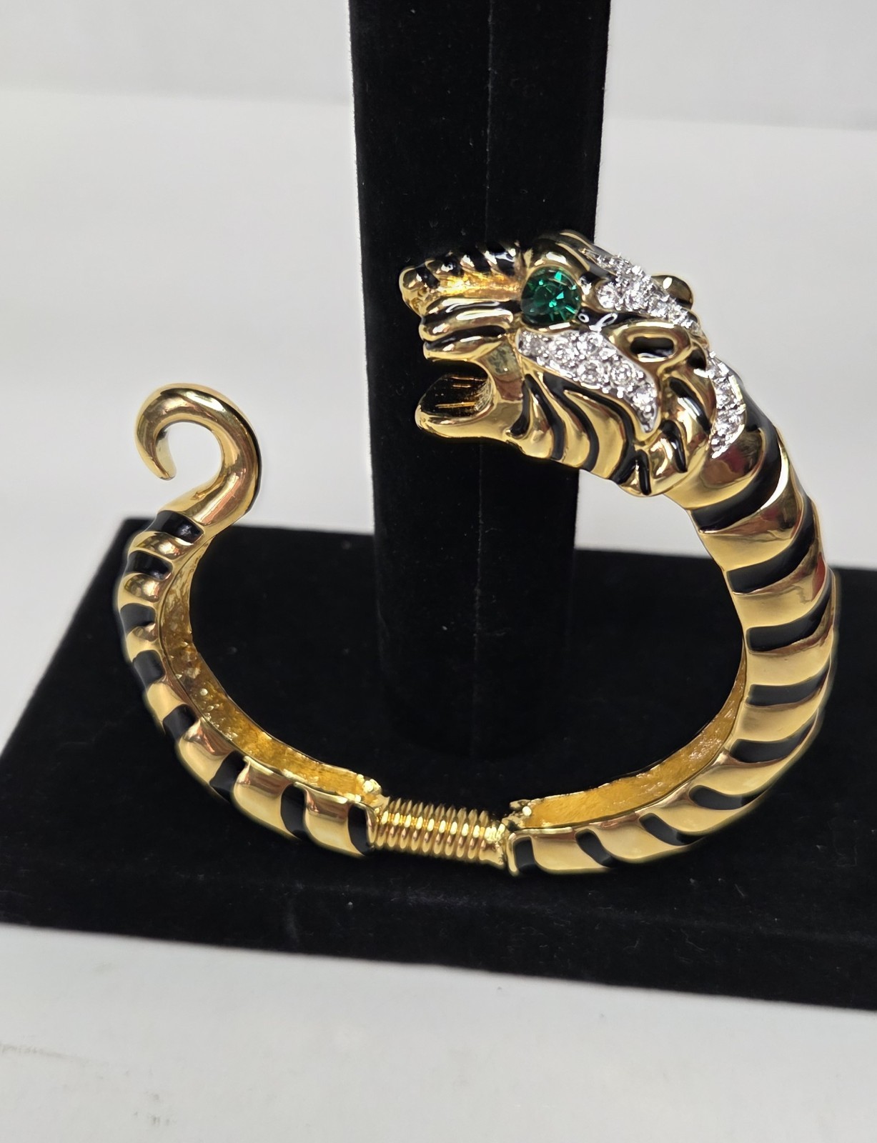 Kenneth J Lane KJL Raja Tiger Enamel & Crystal Bracelet Signed With Box & Papers