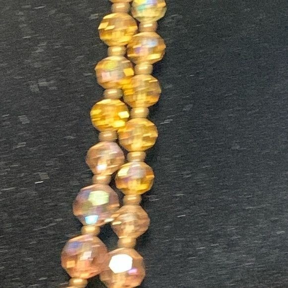 Vintage Faceted Crystal Bead Necklace With Aurora Borealis Finish 24″