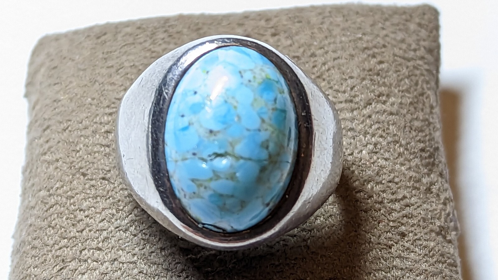 VINTAGE BLUE STONE STERLING SILVER RING SIZE 11 SIGNED RCD 925 MEX