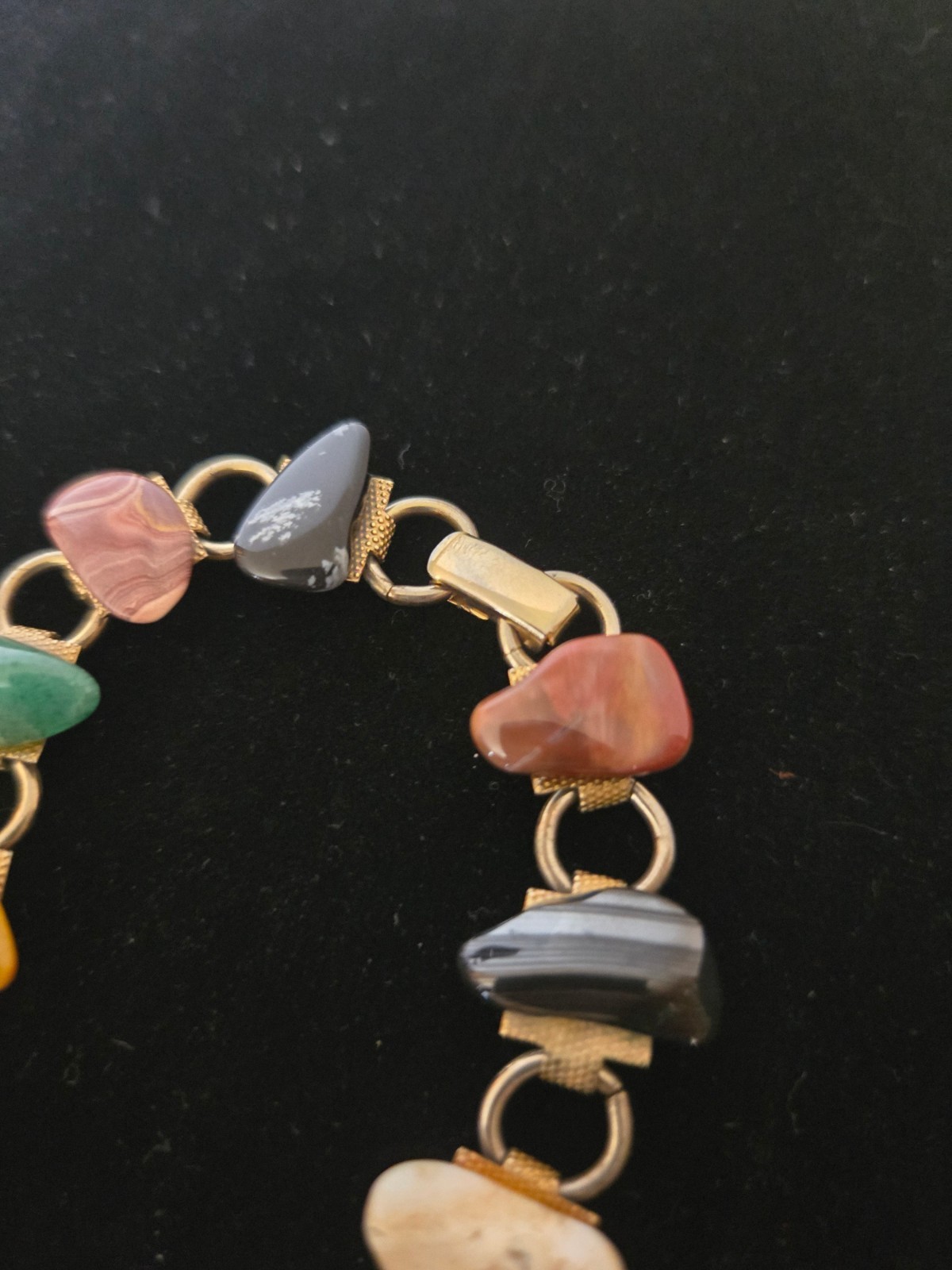 Vintage Various Small Stones Wrist Link Bracelet 7”