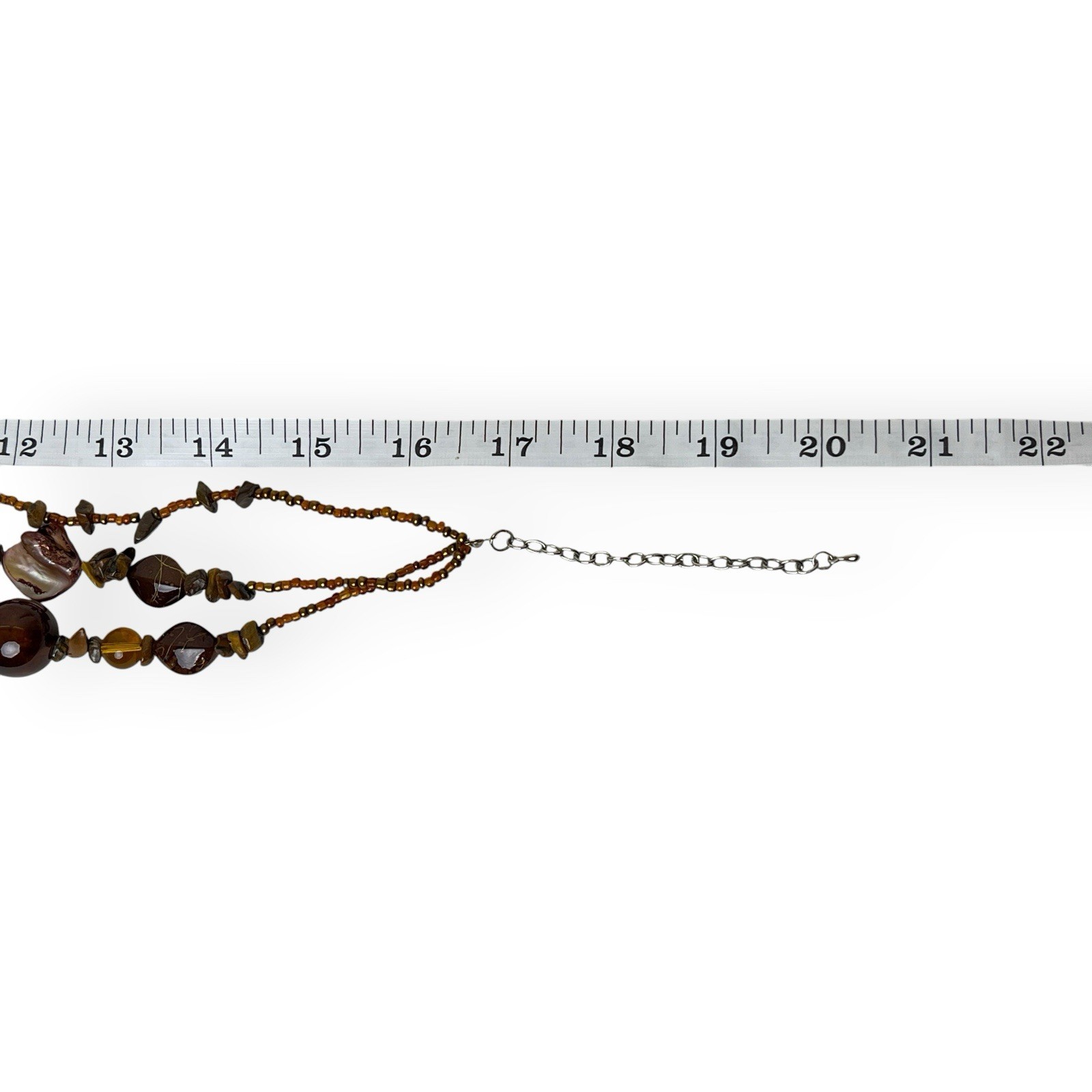 Multi Strand Beaded Necklace Earthy Natural Shell Glass Statement Boho Chic Vtg