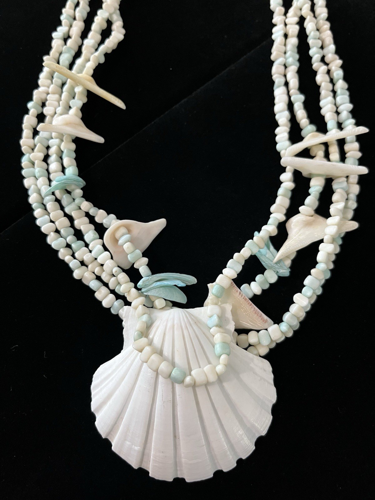 Beaded Faux Shell Statement Necklace