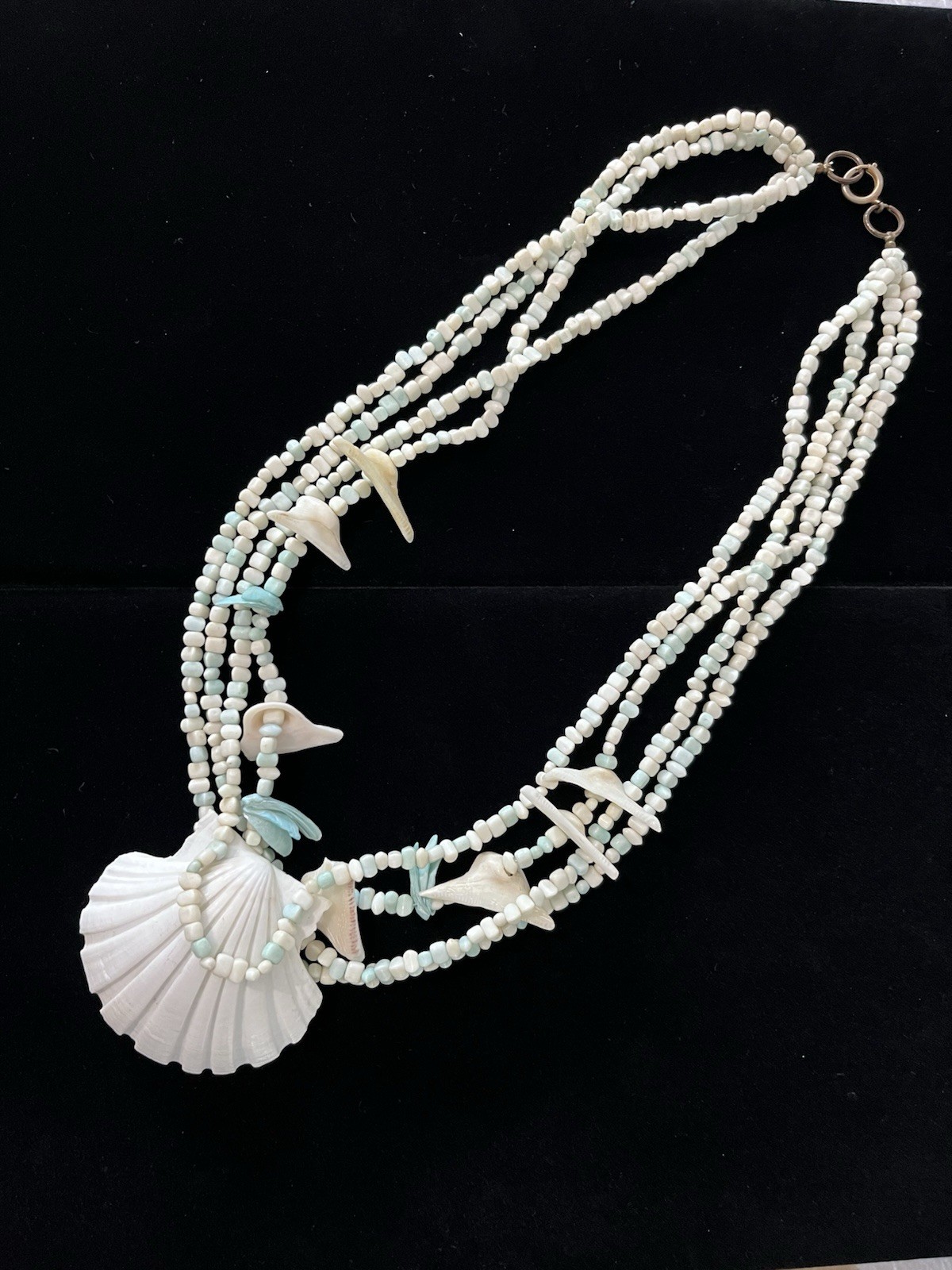 Beaded Faux Shell Statement Necklace