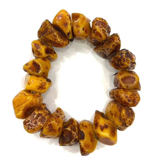 Opulent Natural Amber Powder Beaded Bracelet Vintage Luxury Boho Chic Jewelry