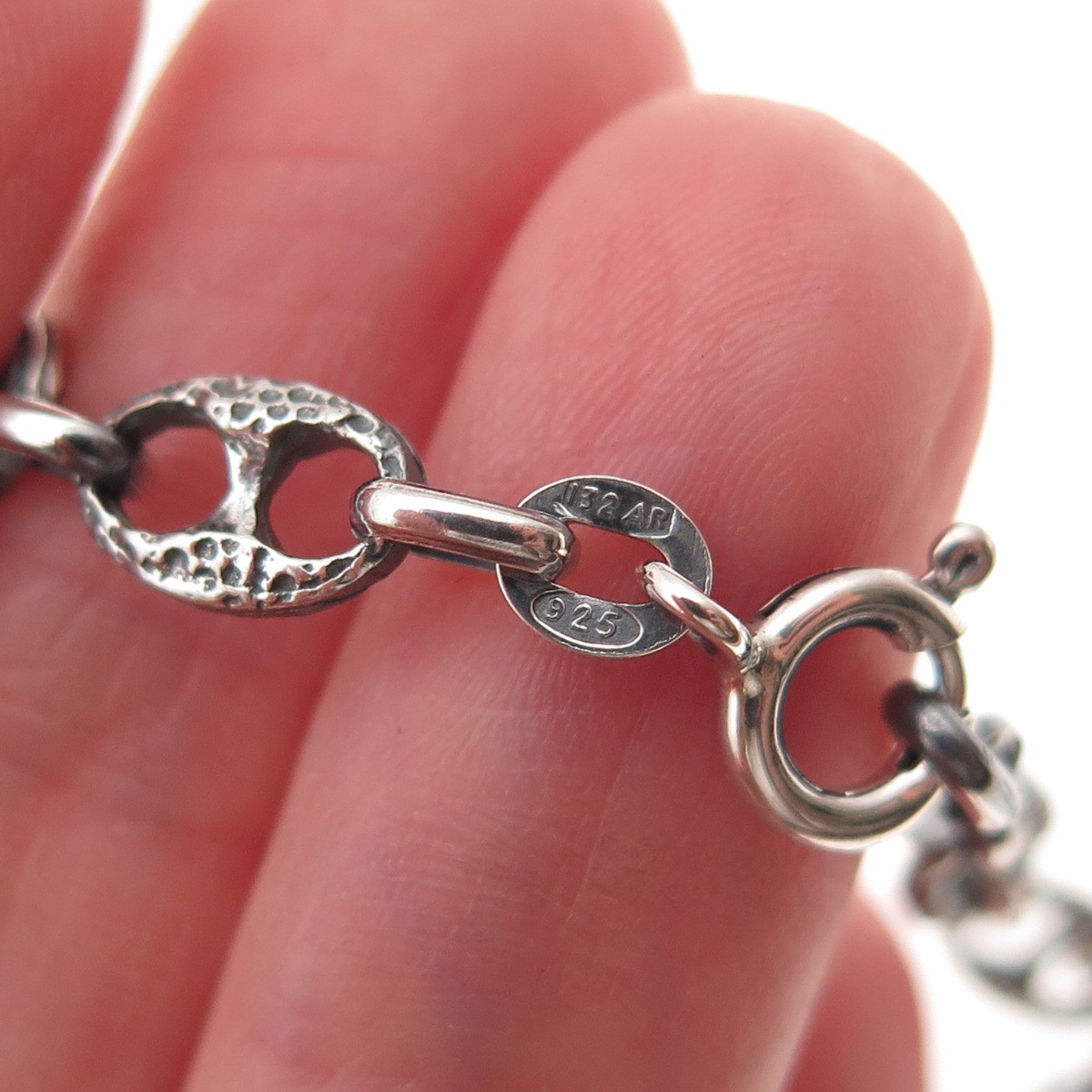 925 Sterling Silver Vintage Italy Oxidized Anchor Mariner Chain Necklace 32″