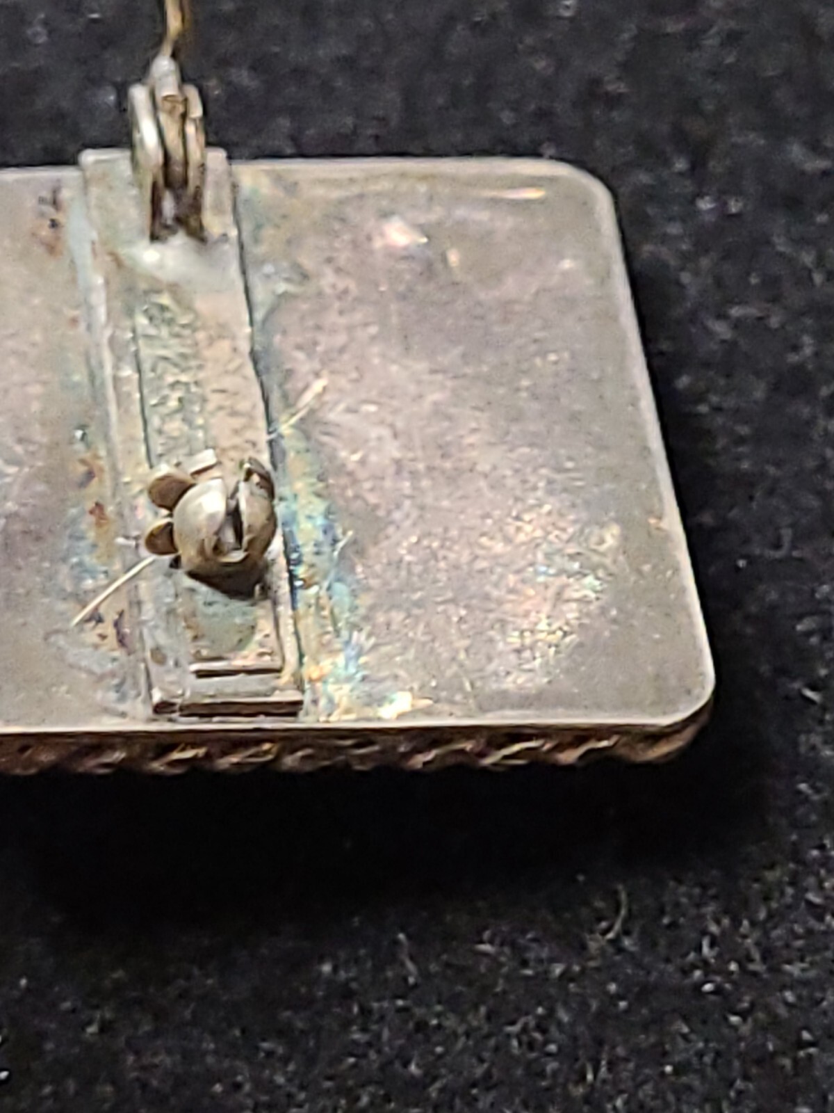 Old Brooch About 1″ Square , Looks To Be Stamped Sterling Spelled Out