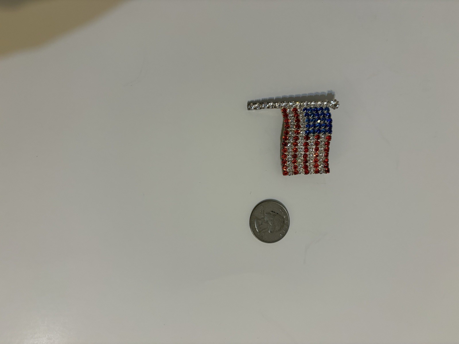 Vintage Rhinestone American Flag Pin Brooch – Red White Blue America 250