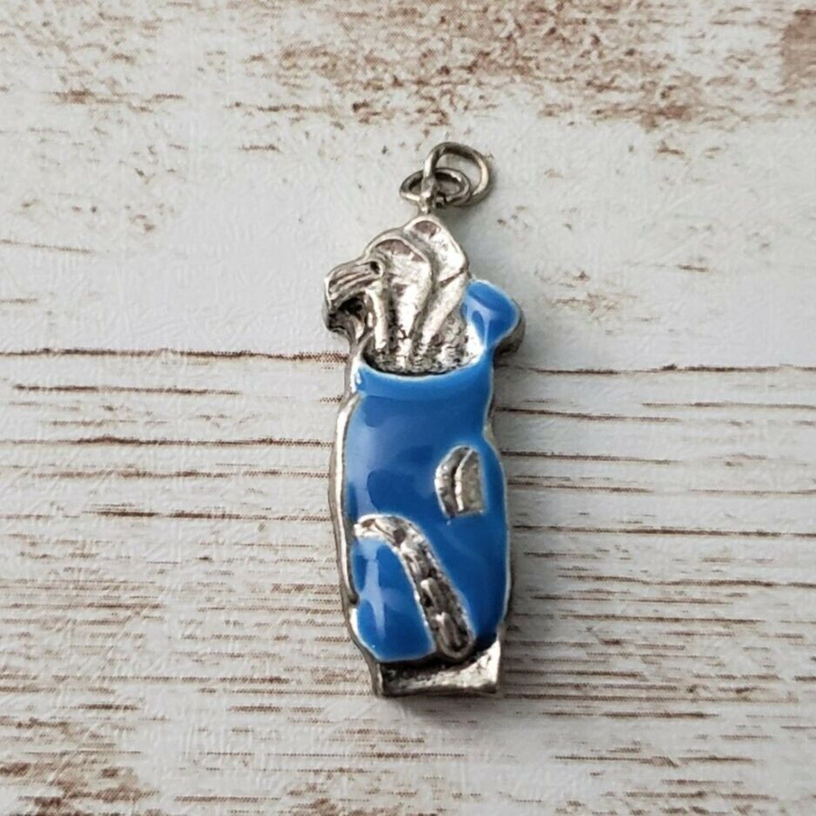 Vintage Pendant – Blue Golf Clubs (No Chain Included)