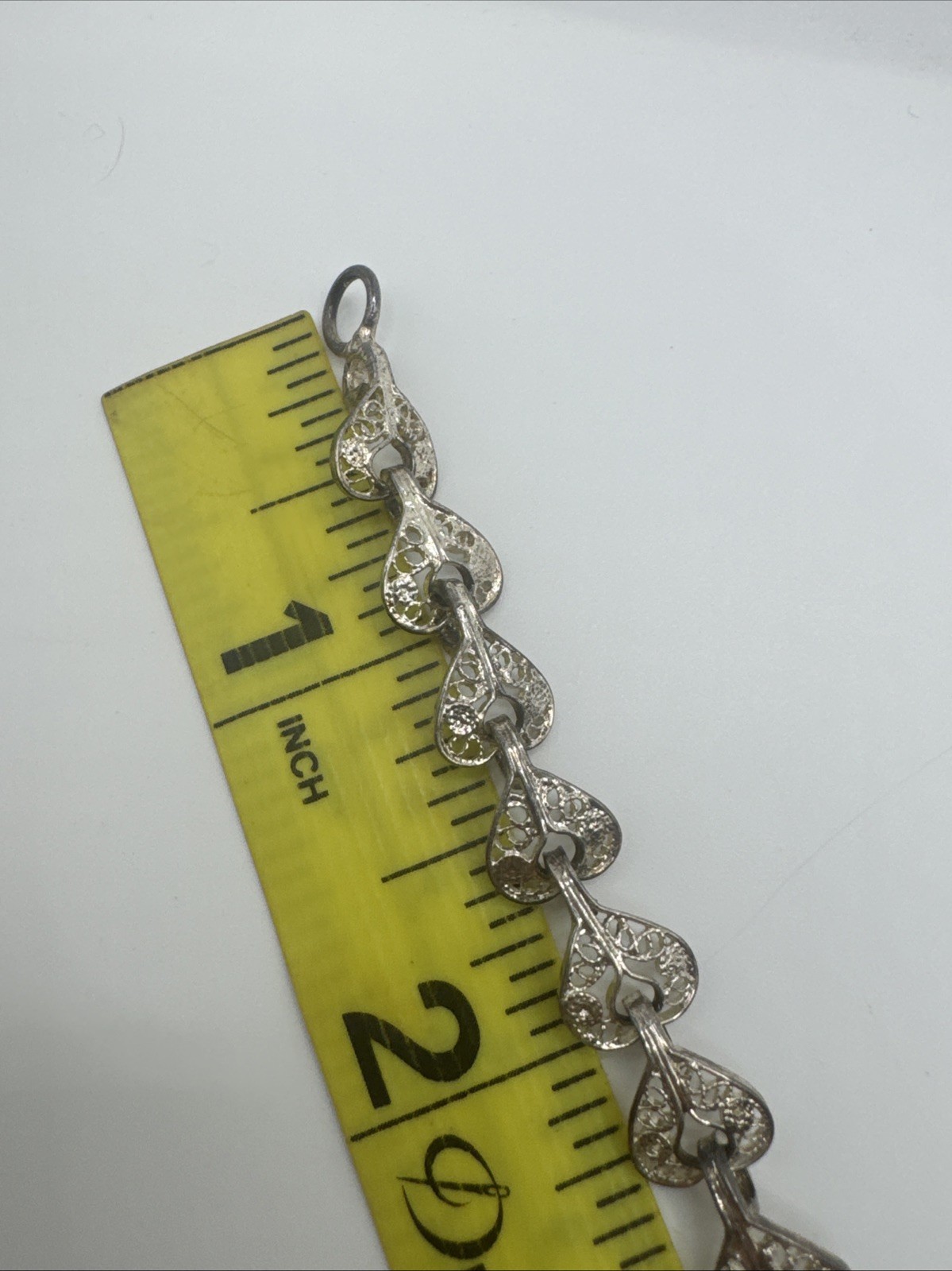 ANTIQUE FILIGREE FLOWERS AND HEARTS STERLING SILVER BRACELET