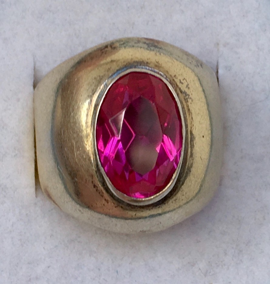 Ring № 16 Vintage Soviet Red Ruby Ring Silver Ring 875☆USSR Ring 7 size 6.95 gr