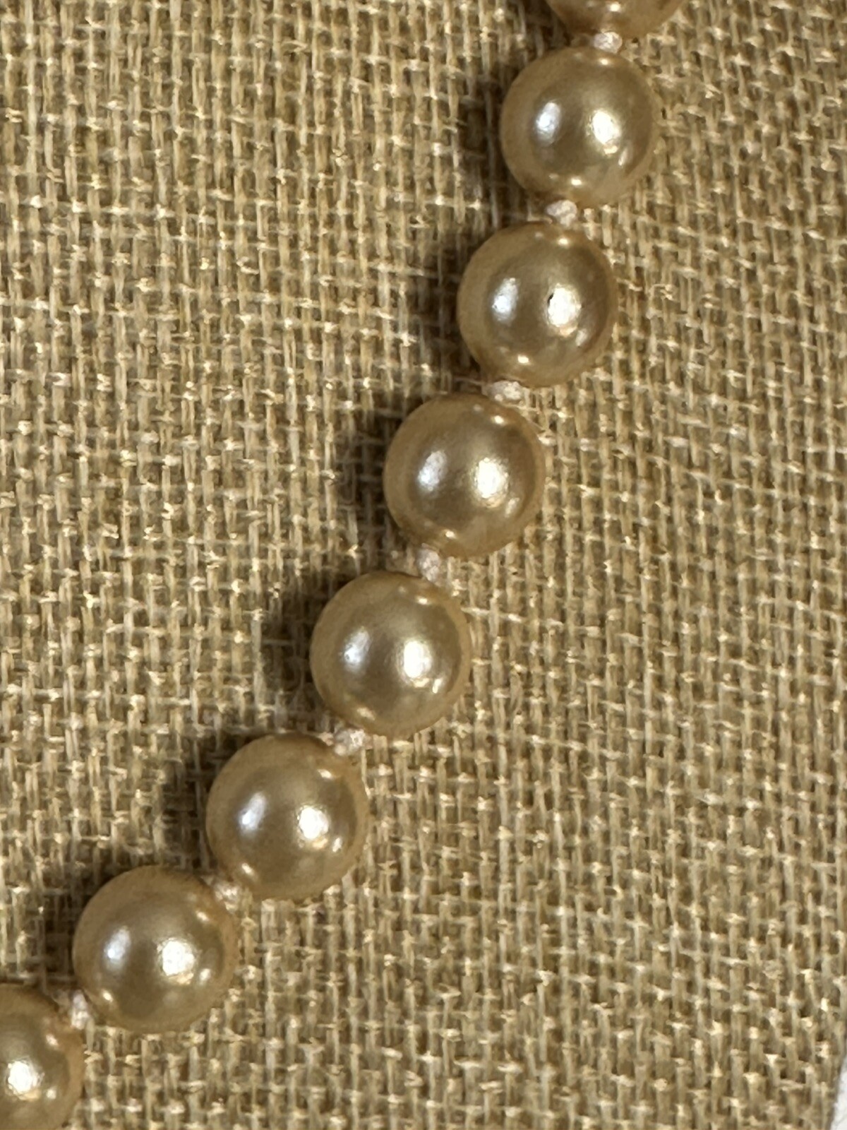 Vintage – Hand Knotted Ivory Faux Pearl Necklace 19” – Toggle Closure – Luster