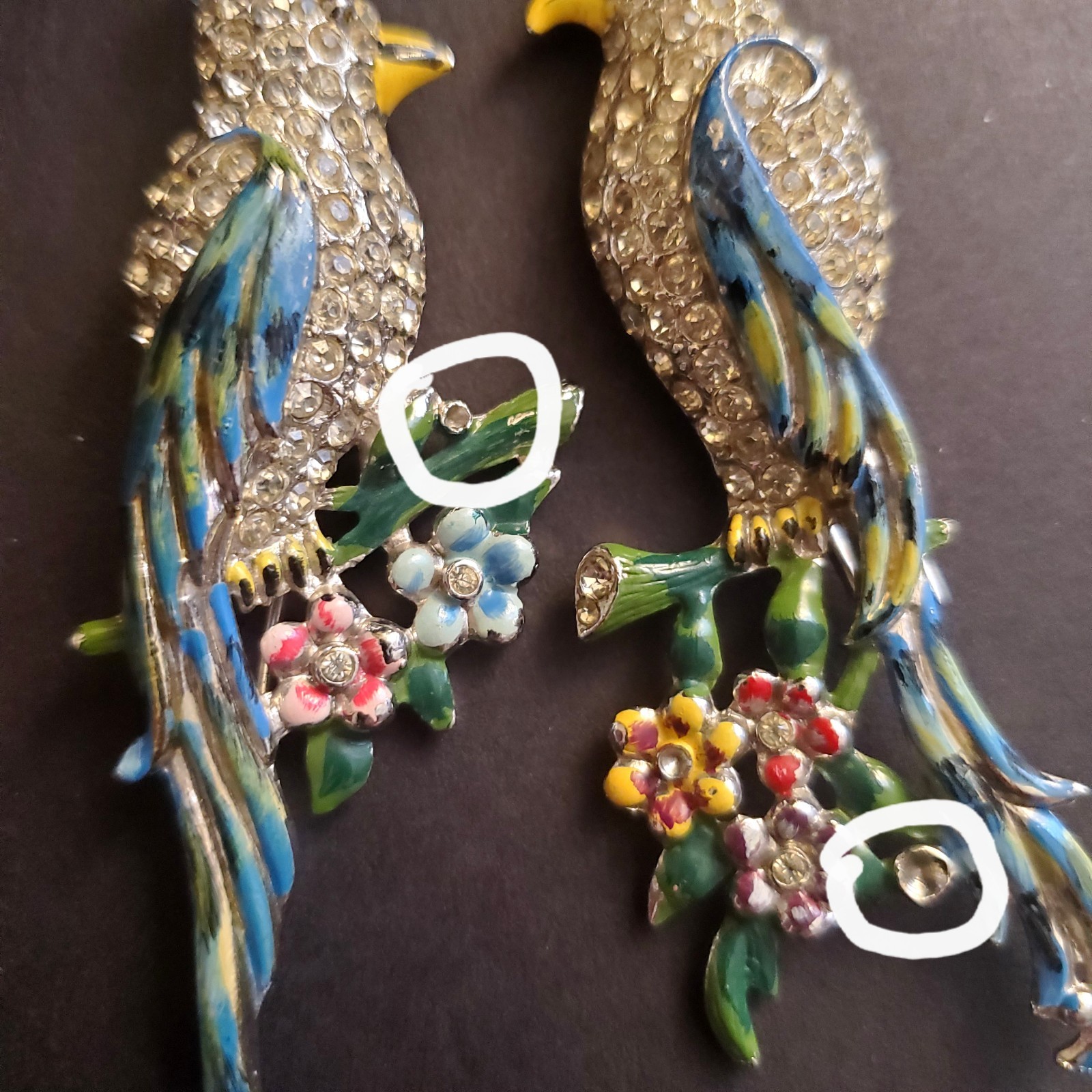 Vtg CORO Duette – Calopsitta / Birds of Paradise – Fur, Coat, or Dress Clips