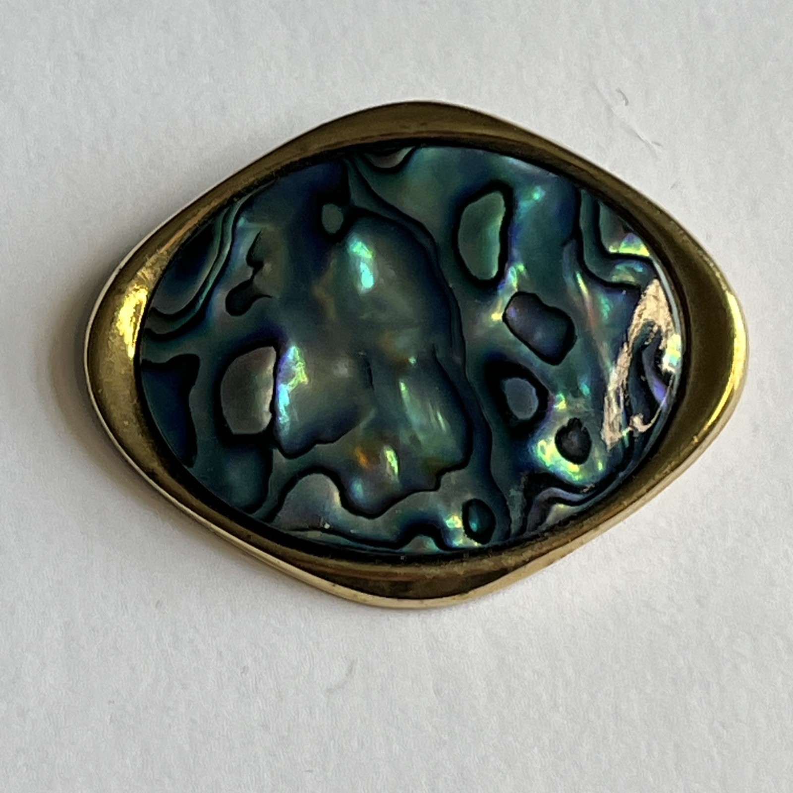 Vintage New Zealand Paua Shell ABALONE Brooch / Pin Oval