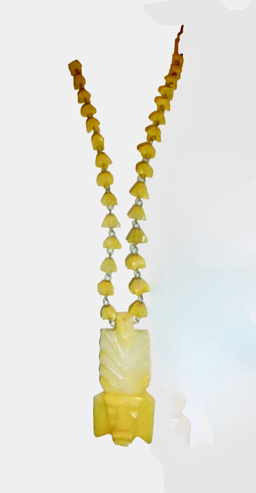 nECKLACE YELLOW ONYX PRIMITIVE TRIBAL TIKI PENDANT VINTAGE OOAK JEWELRY neocurio
