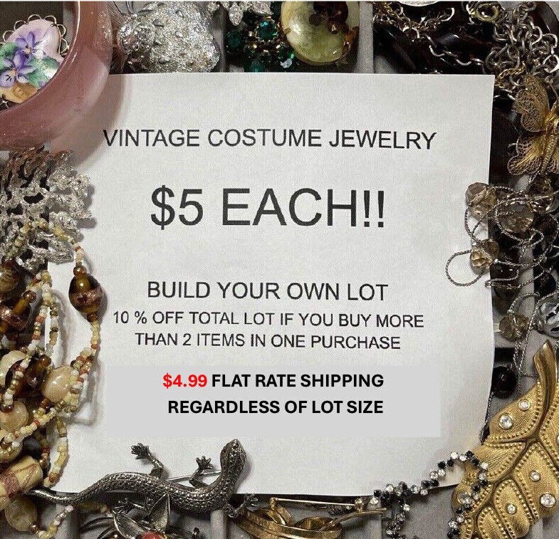 VINTAGE JEWELRY MAKE YOUR OWN LOT MCM ESTATE RHINESTONE $1 AND UP 10% OFF MORE
