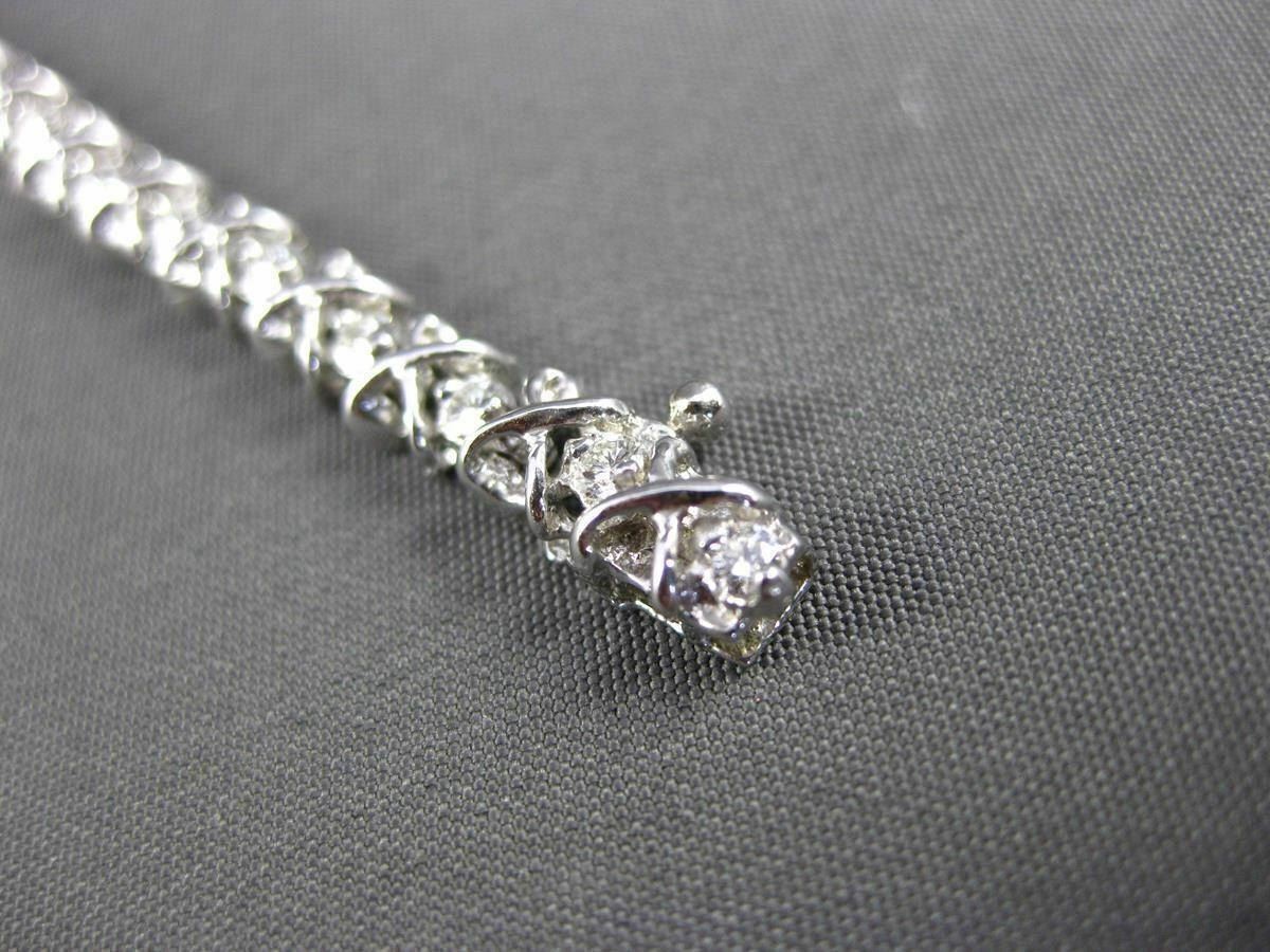 ESTATE 1.0CT DIAMOND 14KT WHITE GOLD 3D LOVE TENNIS BRACELET E/F VS/VVS #24202