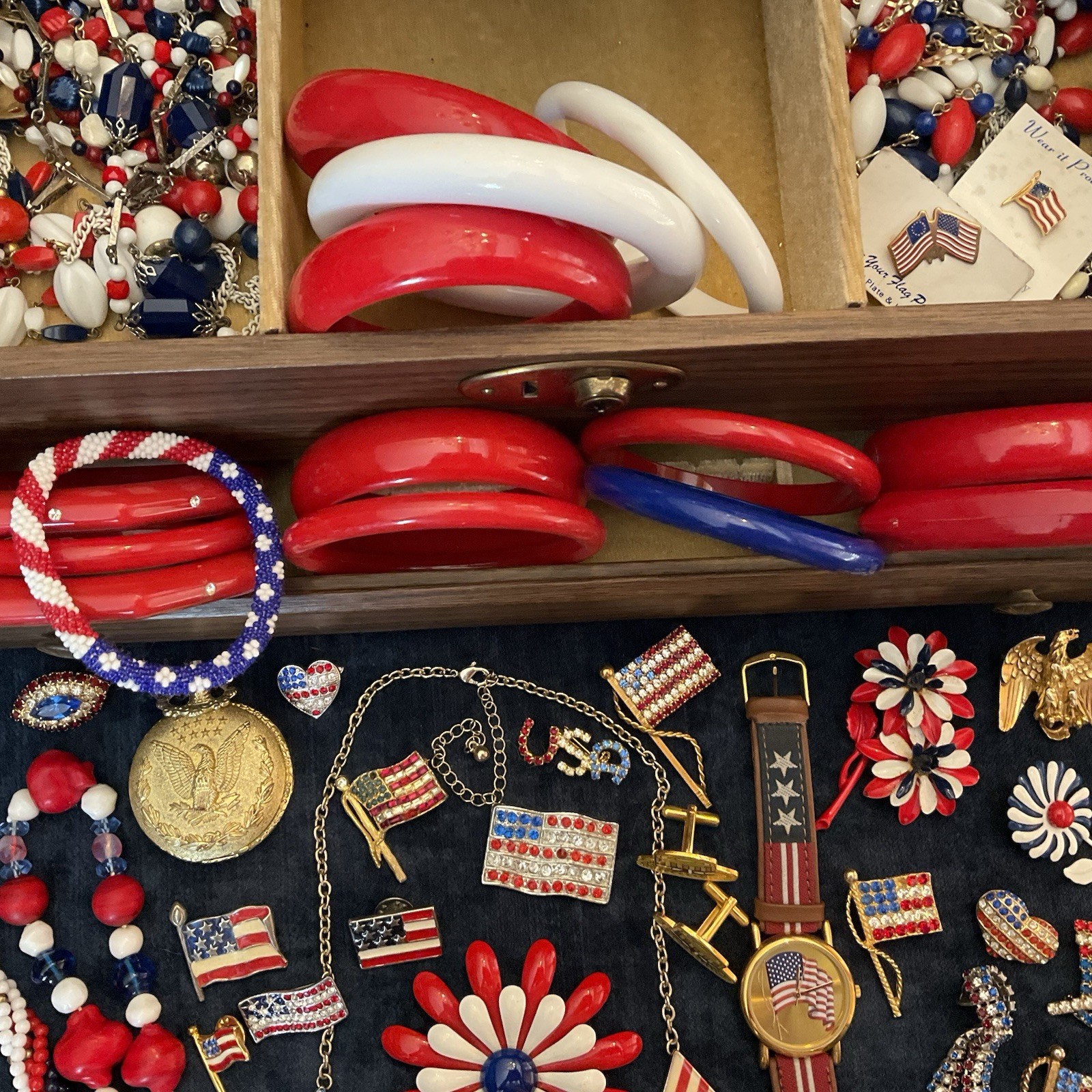 Vintage Lot Patriotic Forth Of July Red White Blue Jewelry Sarah C Monet Emmons