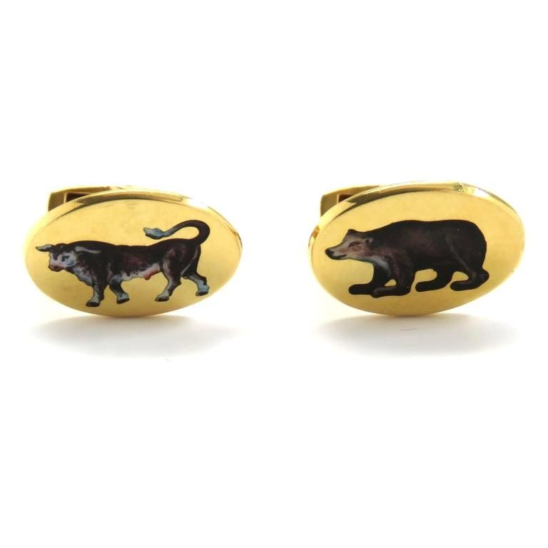 Deakin & Francis Gold Bull Bear Stockbroker Cufflinks