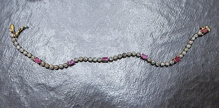 DEE BERKLEY 925 Sterling Silver Vermeil Ruby Tennis Bracelet 9.4g DBJ Signed