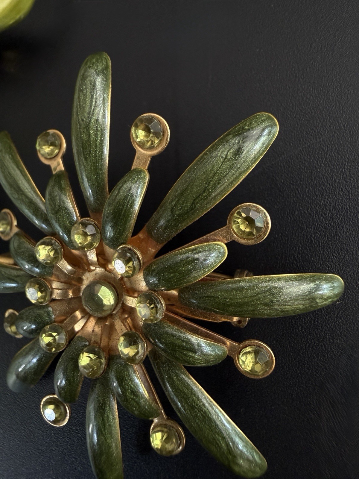 Vtg Flower Brooch Lot Green White Enamel Rhinestone Starburst Tulip Botanical