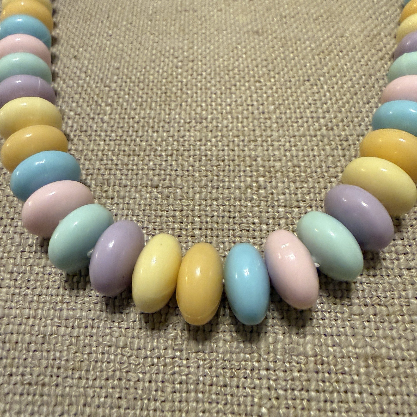 Vintage multi-color pastel candy Plastic beaded necklace smooth beads