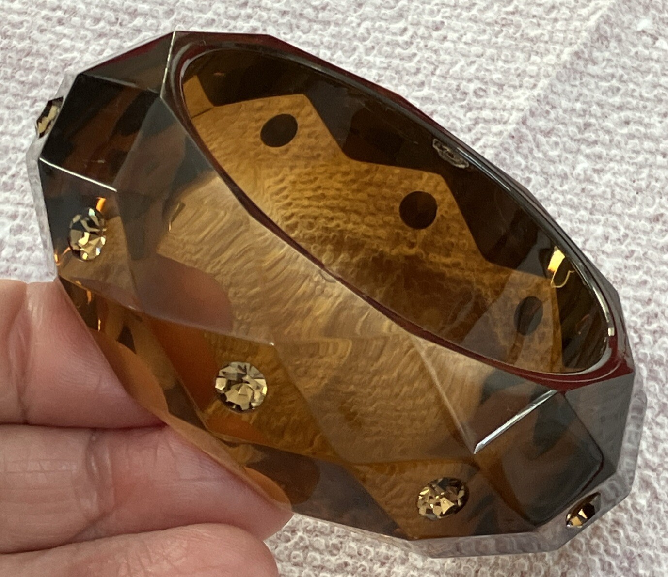 VINTAGE FACETED GEMS BANGLE BRACELET