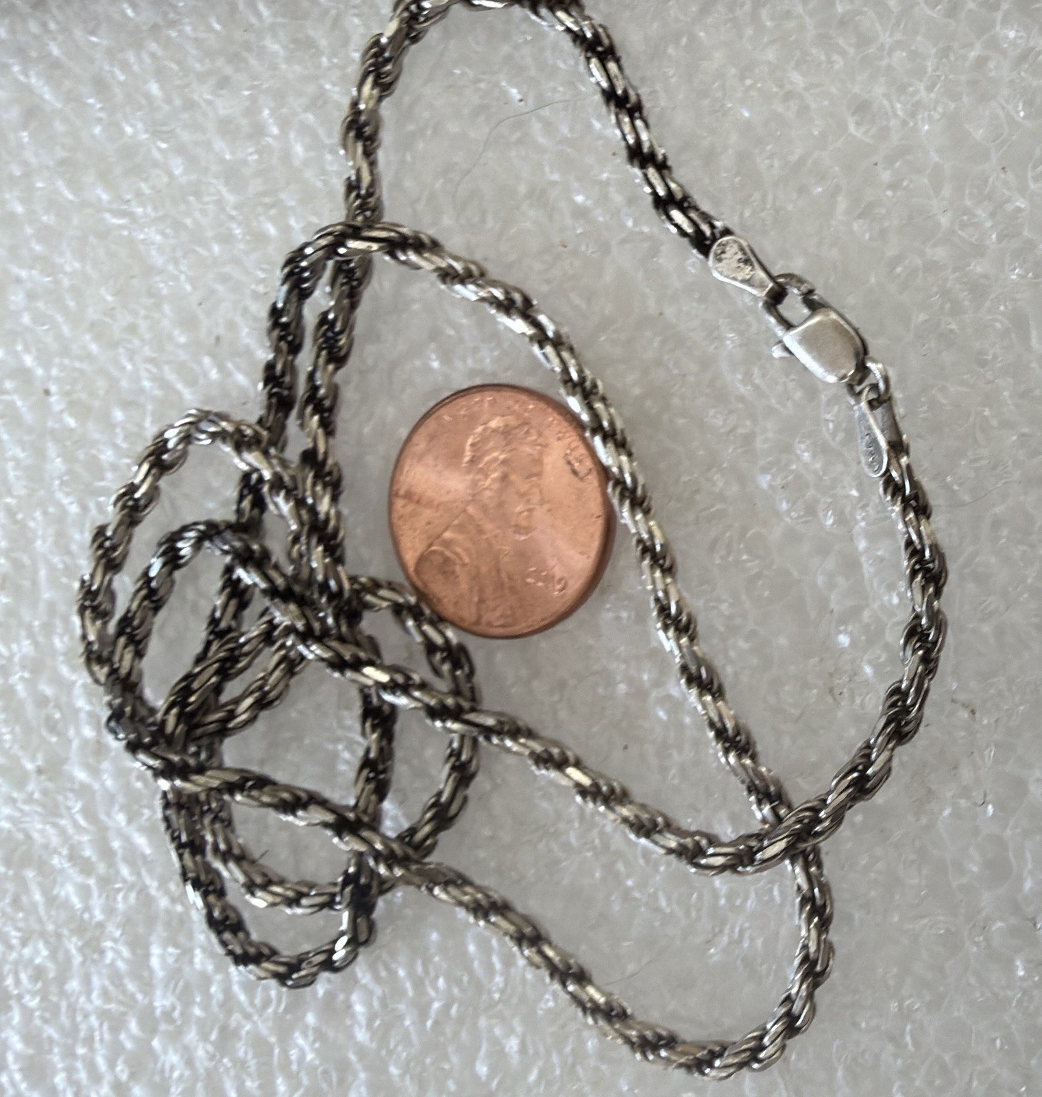 21.4g .925 Silver Vintage made in Italy Rope Med Lock Crimp 24Inch Necklace