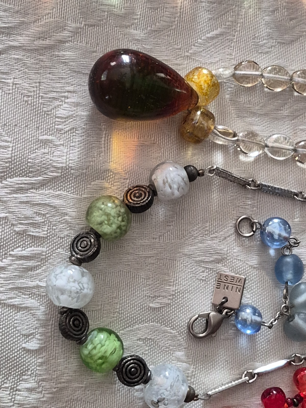 Vintage Crystal Glass Stone Bead Jewelry Lot Abalone Millefiori Necklace Earring
