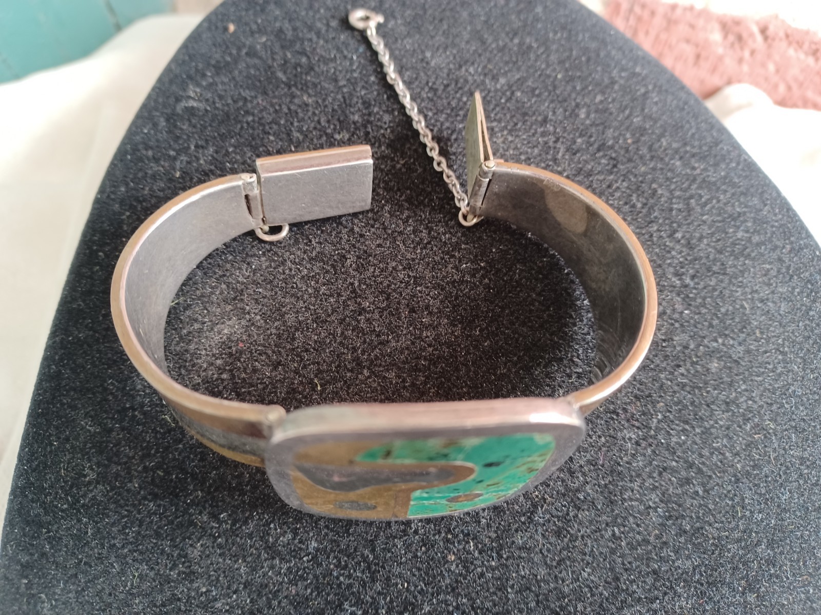 VINTAGE MODERNIST LOS CASTILLO METALES MEXICAN MIX METAL SILVER PARROT BRACELET