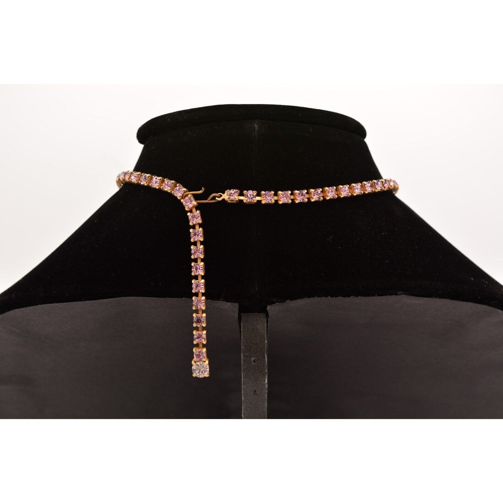 Vintage Crystal Choker Necklace Pastel Multi-Color Rhinestone Brulee 1950s BinT