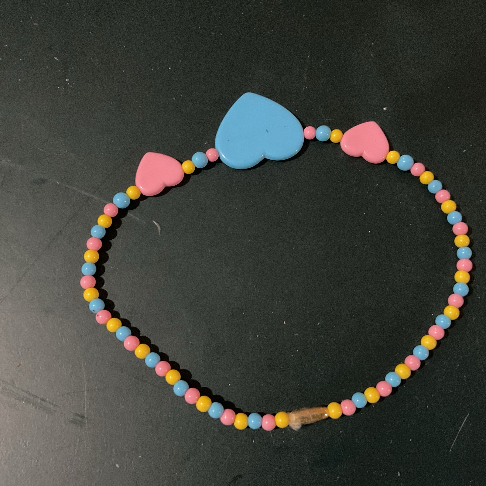 Vintage Kermit And Miss Piggy Necklace Heart Shaped Pink & Blue Nostalgia 80’s
