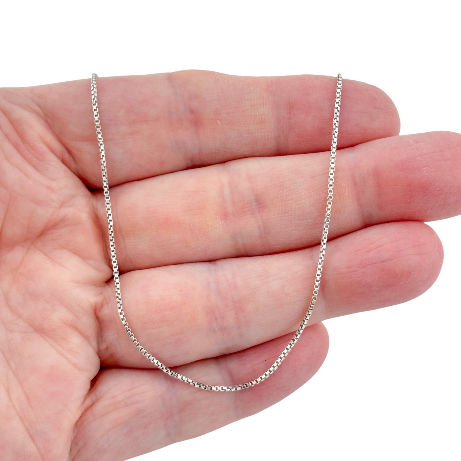 Vintage Italian Sterling Silver 925 Box Link Chain Necklace 16″