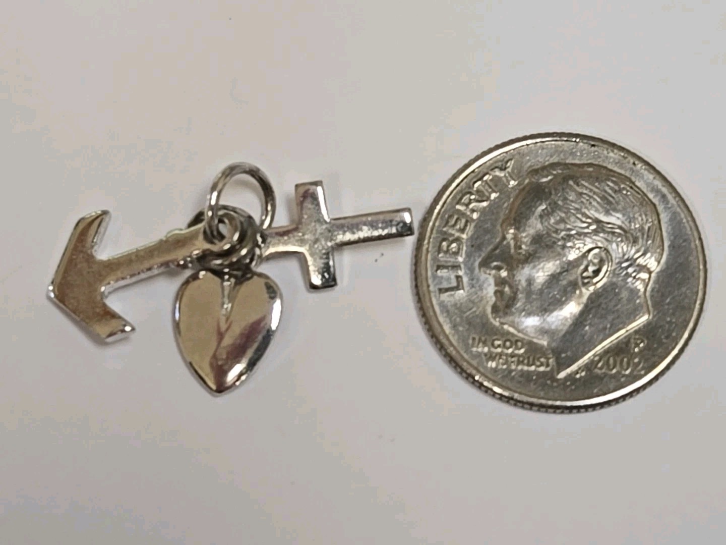 Sterling Silver ~ Faith, Hope & Charity Charm ~ Durable DAILY Wear ~ VINTAGE