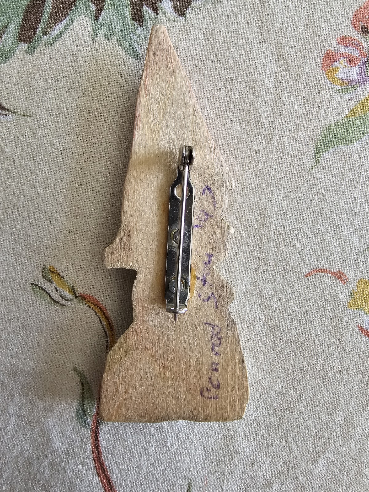 Vintage Gnome Brooch Wooden Handmade Whimsical Fairycore Cottagecore Forest